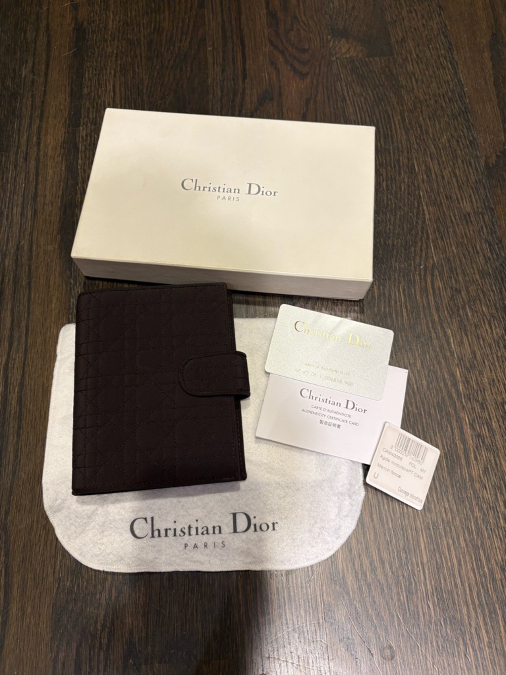 Dior brownish purple microfiber cannage agenda planner wallet phone book unisex